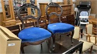 Victorian Two chairs. Padded  blue