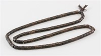 Chinese Wood Carved Tube Bead Necklace