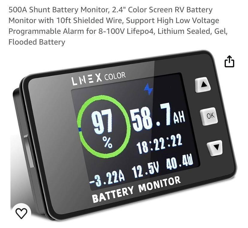 500A Shunt Battery Monitor, 2.4"