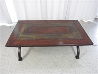 Wooden & Iron Brown Coffee Table