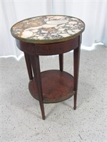 Vintage Wooden & Marble Top Side Table