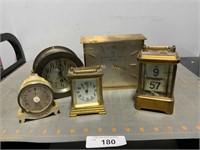 5 vintage clocks, US Navy boat, Elgin/Plato Swiss