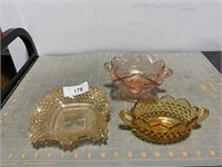 3 vintage glass candy dishes