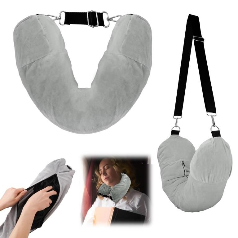 Travel Pillow Stuffable with Clothes, Soft U Shape