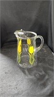 Glass Pitcher with Yellow Tulips