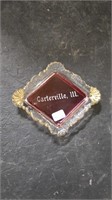Carterville IL Red Flashed Ashtray Souvenir