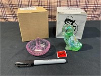 Fenton Glass - Ring Holder and Duckling Hand Paint