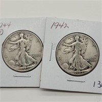 1942 & 1944 D WALKING LIBERTY HALF DOLLARS