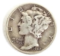 Key Date 1942, 2 Over 1 Mercury Dime