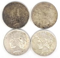 Lot Of Four U.S. Peace Silver Dollars