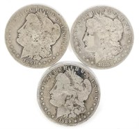 1880-S, 1889-O & 1891-O Morgan Silver Dollars