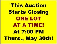 AUCTION CLOSES ONE LOT AT A TIME!