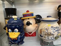 (3) Ceramic and One Stoneware Cookie Jar