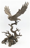 Brass Bald Eagle With Face Sculpture 18.5" Tall