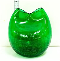 1960s Blenko green pinch vase