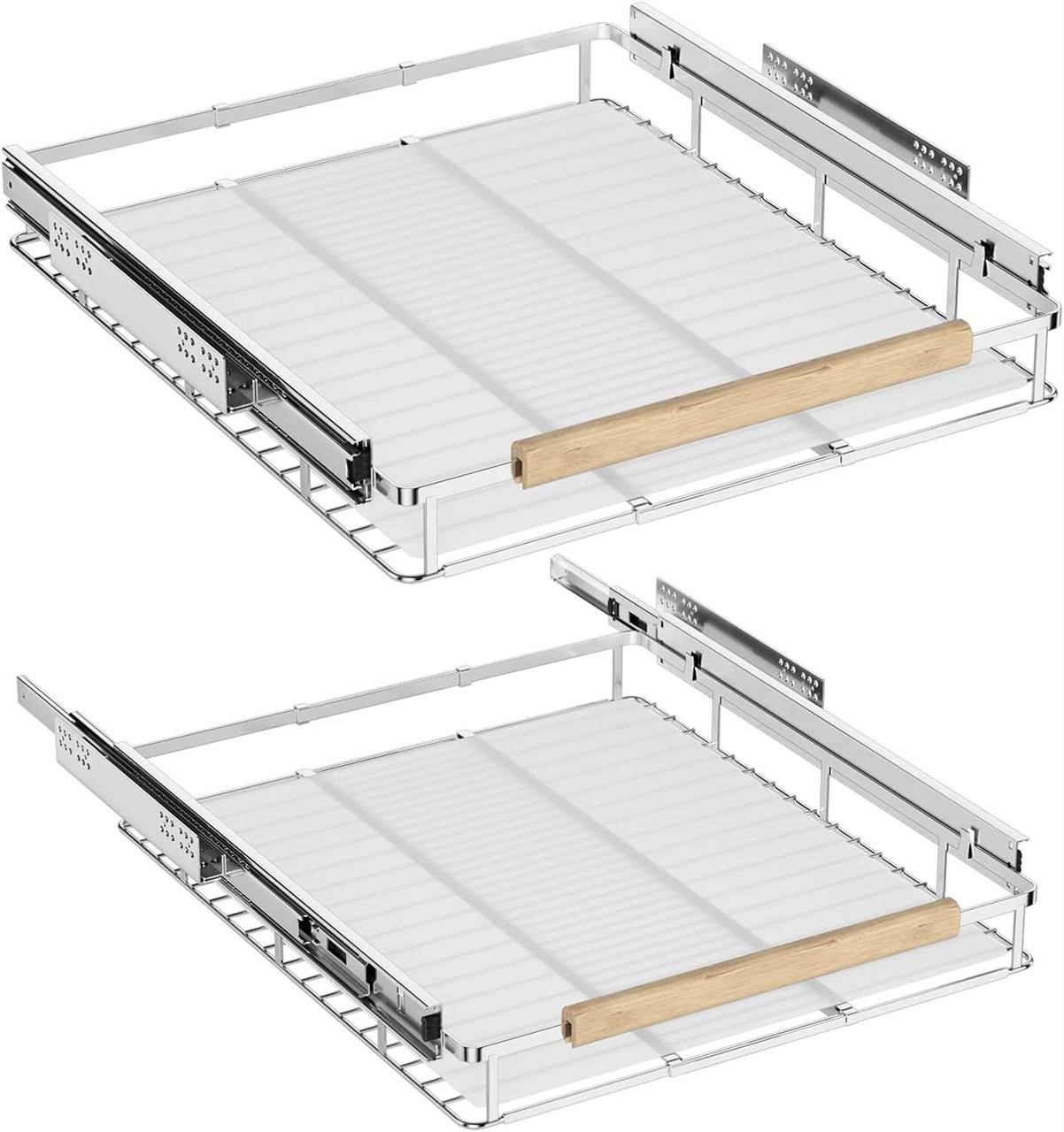 2pc Roll-Out Basket Organizer  17.1-27.6