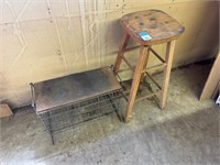Wooden stool and metal stand
