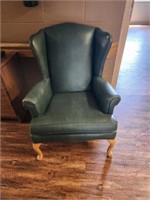 Green Vinal Wing Back Chair