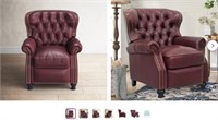 Tayla 34.5" Wide Genuine Leather Manual Wing Chair