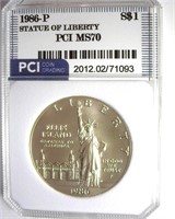 1986-P S$1 Statue of Liberty MS70 LISTS $125