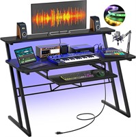 Music Studio Desk  Black 47-In  RGB LED