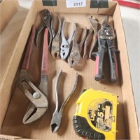 Pliers, Tin Snips, Joint Pliers. & Tape Measure