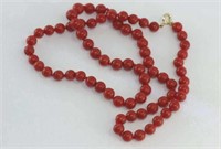 Italian red coral bead necklace