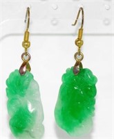 Carved jade drop earrings