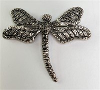 Large Marcasite Dragon Fly Pin/Brooch 13 Grams