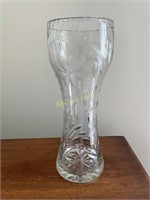 Large, wheel cut crystal vase. 12"
