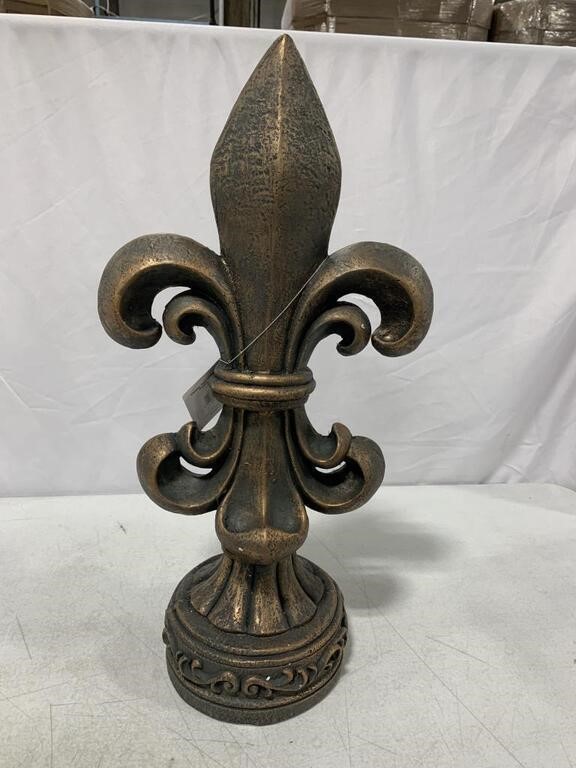 GLITZHOME, 27.25 IN. MGO BRONZE STANDING FLEUR DE