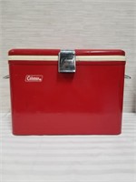 Vintage RED metal Coleman cooler