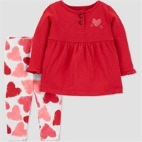 Carter's Baby Girls' 9M, Hearts Top & Bottom Set -