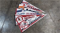 5 Vintage MLB Baseball Felt Pennants