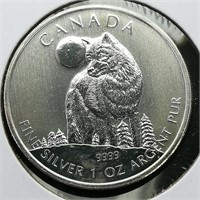 2011 Canada $5 Silver Wolf 1.11 oz.