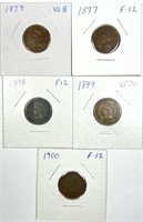 (5) Indian Head Cent Lot 1879,1897,1898,1899,1900