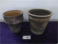 2 Pottery Planters (1 As Is)