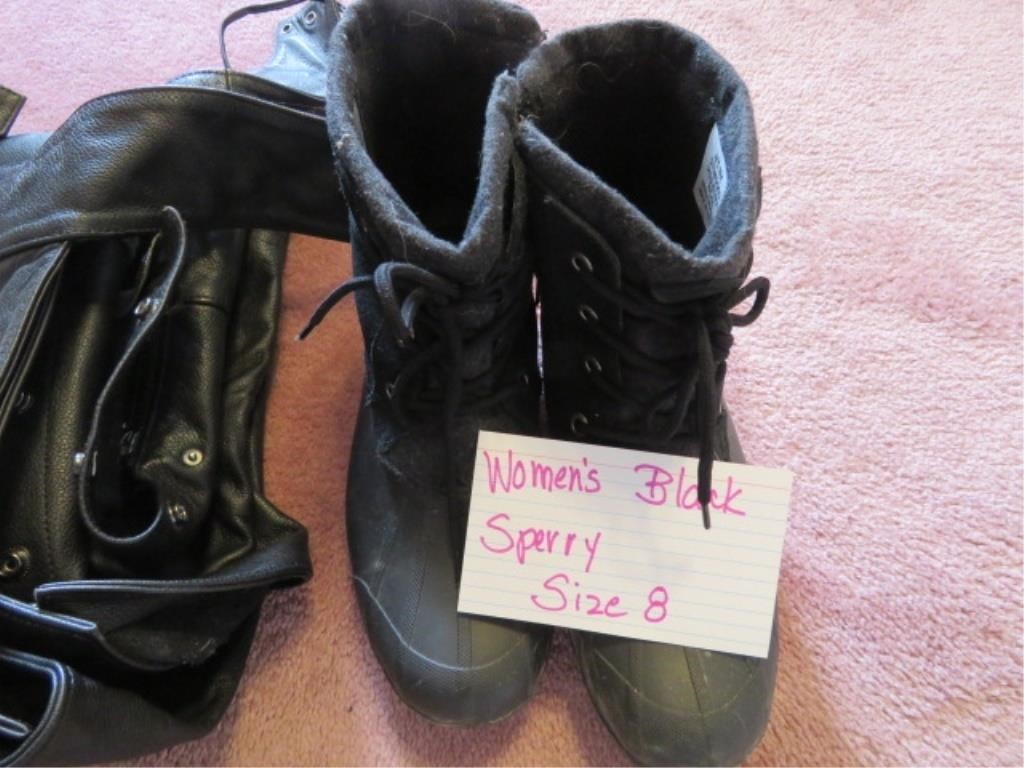 WOMENS BLACK SPERRY BOOTS - SIZE 8