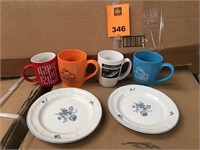 Box of Plates and Coffee Mugs