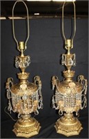 2pc Vintage Lamps w/ lots of prisms