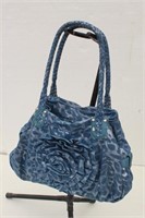 Blue Flower Satche Handbag Purse