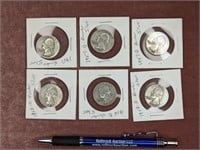 (3) 1957 & (3) 1958 Silver Quarters