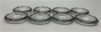 8 Silver Plate Rimmed Glass Coasters