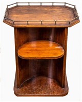 Arts and Crafts Oak And Brass Open Bar Cabinet