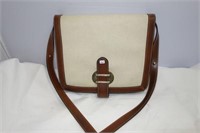 SAKS FIFTH AVENUE LEATHER TRIMMED LADIES HAND BAG