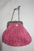 PINK BEADED LADIES EVENING BAG