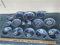 Blue and white Asian porcelain lot