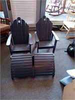 Kids wooden Adirondack chairs and footstools