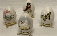 FOUR Goebel ceramic eggs 1989, 90, 92, 95 editions