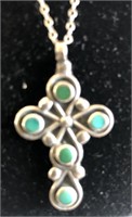 Sterling chain and cross necklace